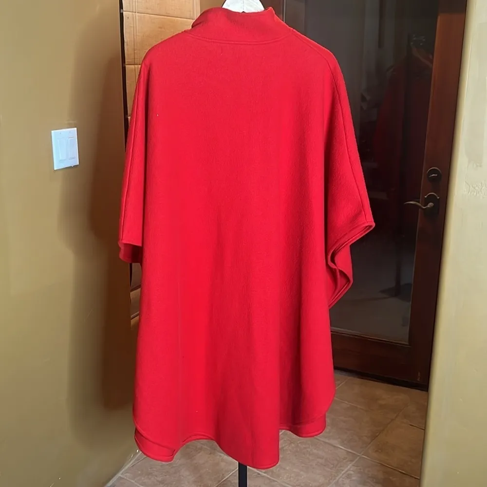 Vintage Amanda Smith Red Fleece Poncho Cape One Size - Image 9
