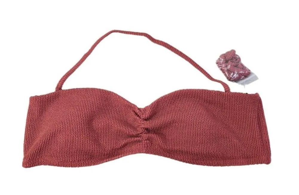 J Crew Rust Textured Sweetheart Bandeau Swim Bikini Top Size 2X - Image 3