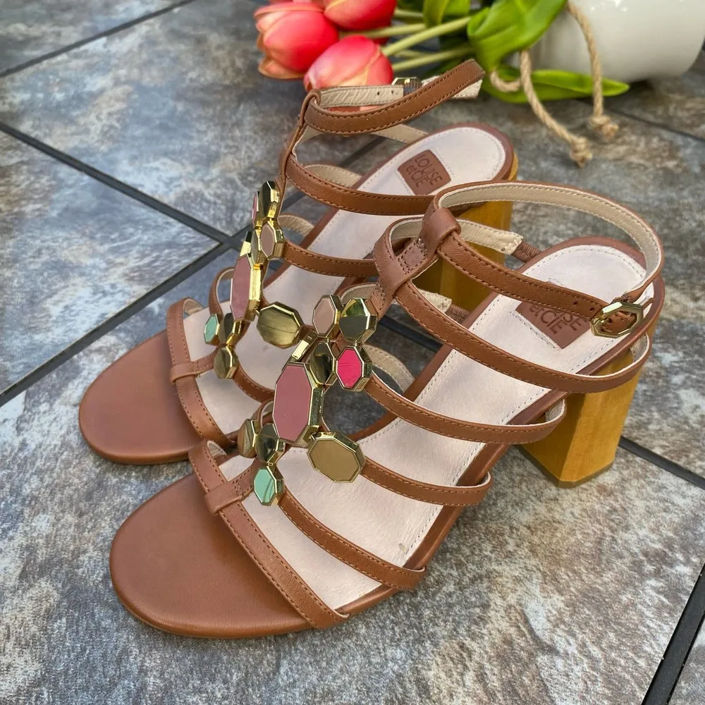 LOUISE et Cie Leeba Leather Strappy Heeled Sandals Toasted Almond 8 - Image 3