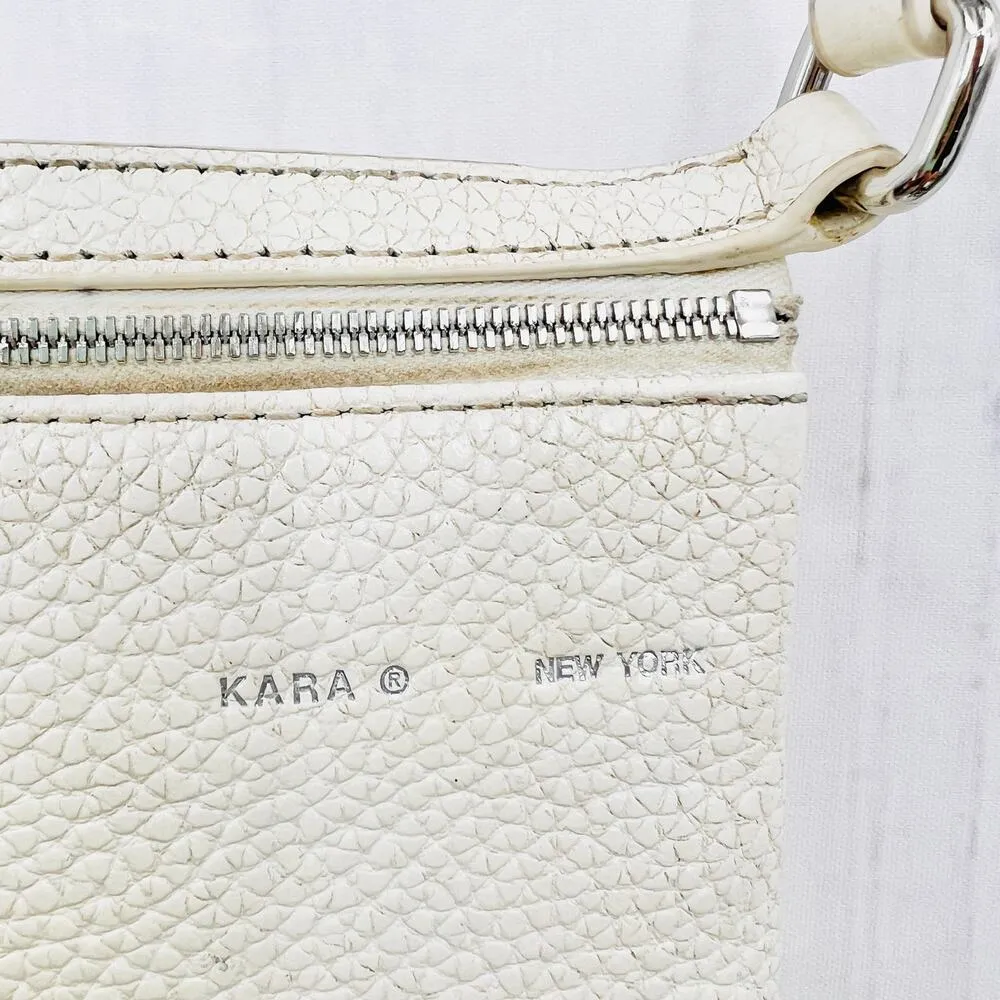 KARA New York cream white pebbled leather Tri Way crossbody bag purse - Image 7