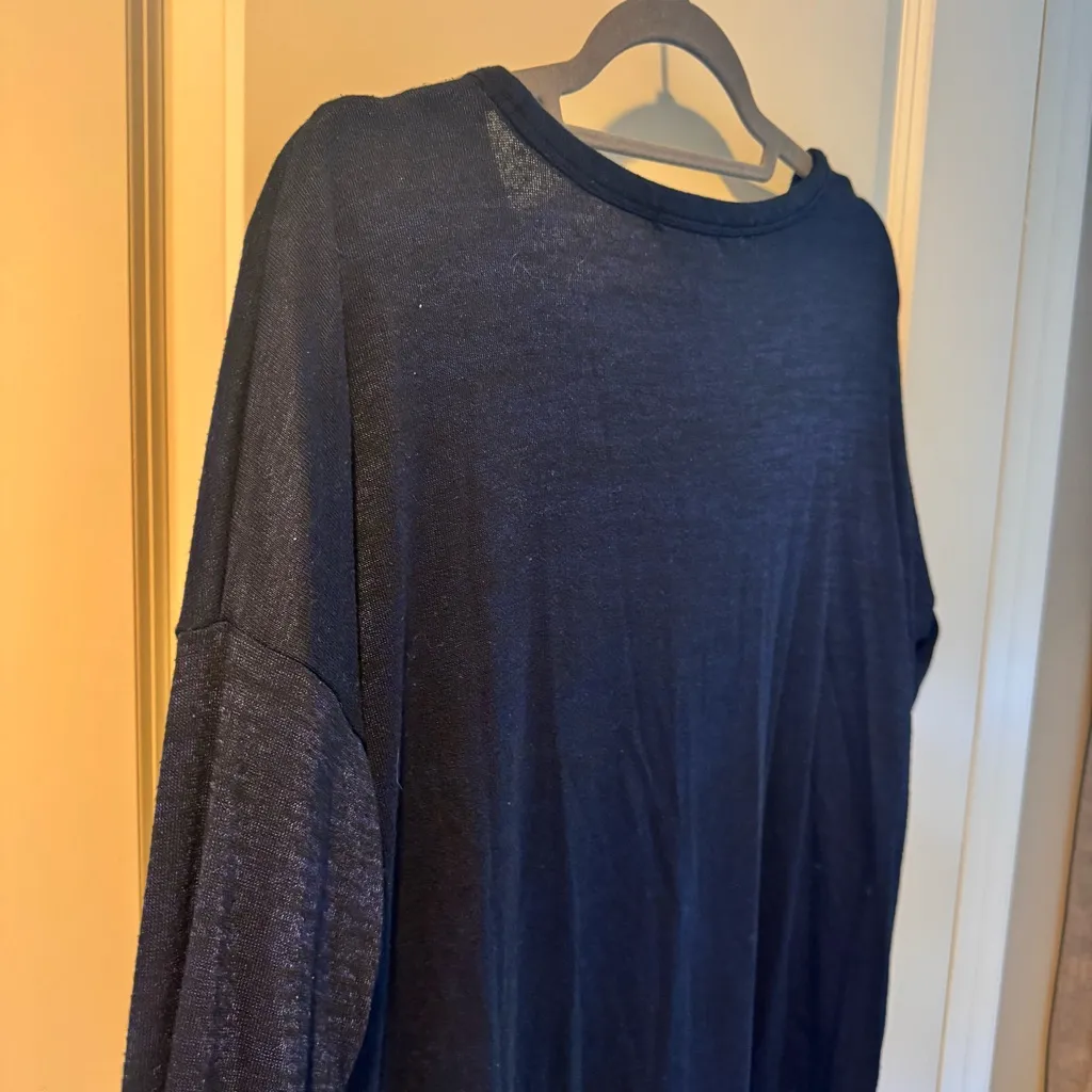 Rag & Bone Hudson Long Sleeve Navy Blue & Black T-Shirt | L - Image 7