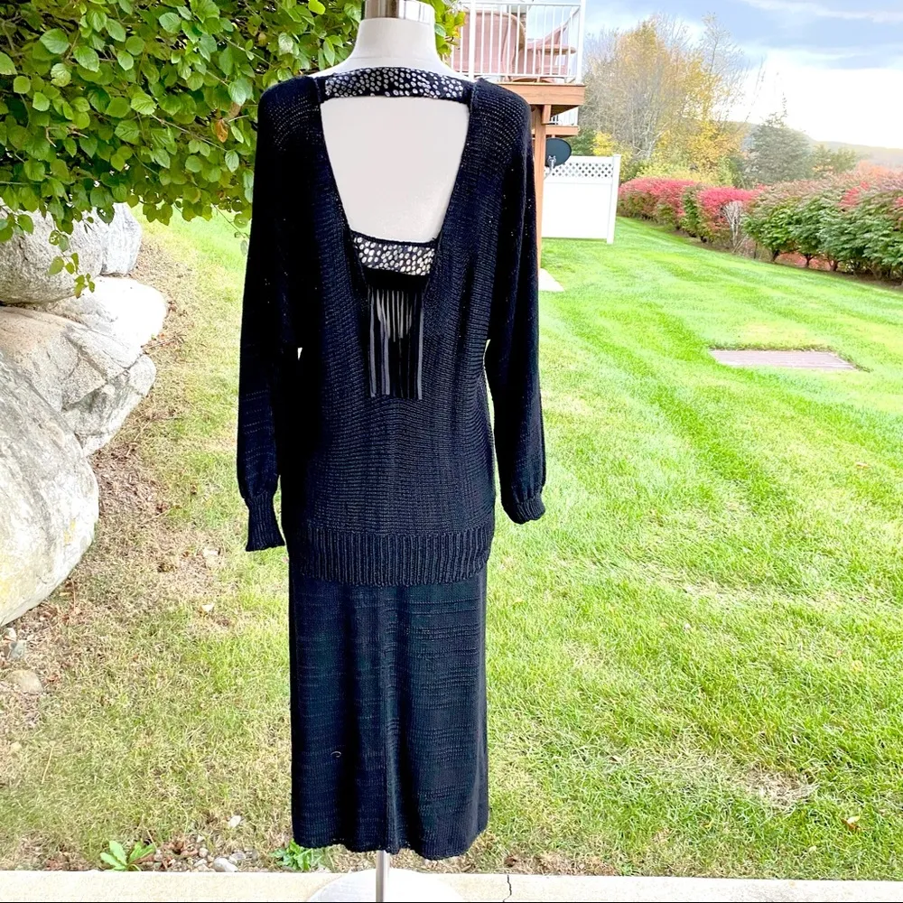 Shanna Vintage Black Knit Skirt & Sweater Set - Image 6
