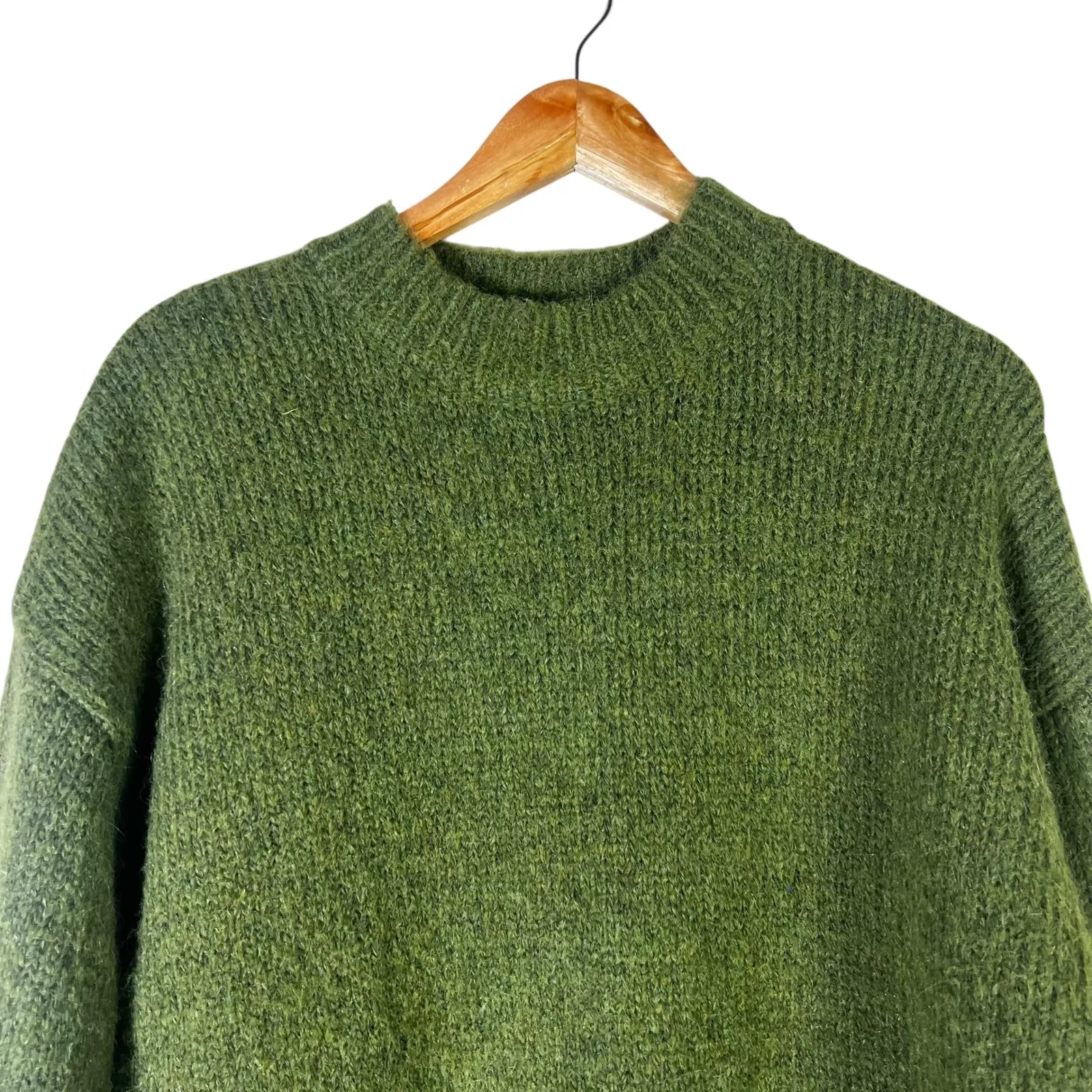 Green Knit Mock Neck Sweater Dress Long Sleeve Casual Cozy Fall Winter M - Image 2