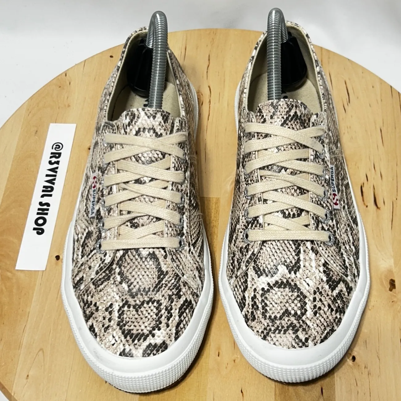 Suprega Womens 2750‎ Taupe Snake Print Low Top Sneakers - Image 5