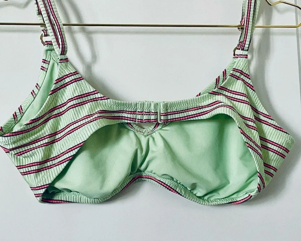 Aerie Striped Green and Red Bikini Top - Image 3