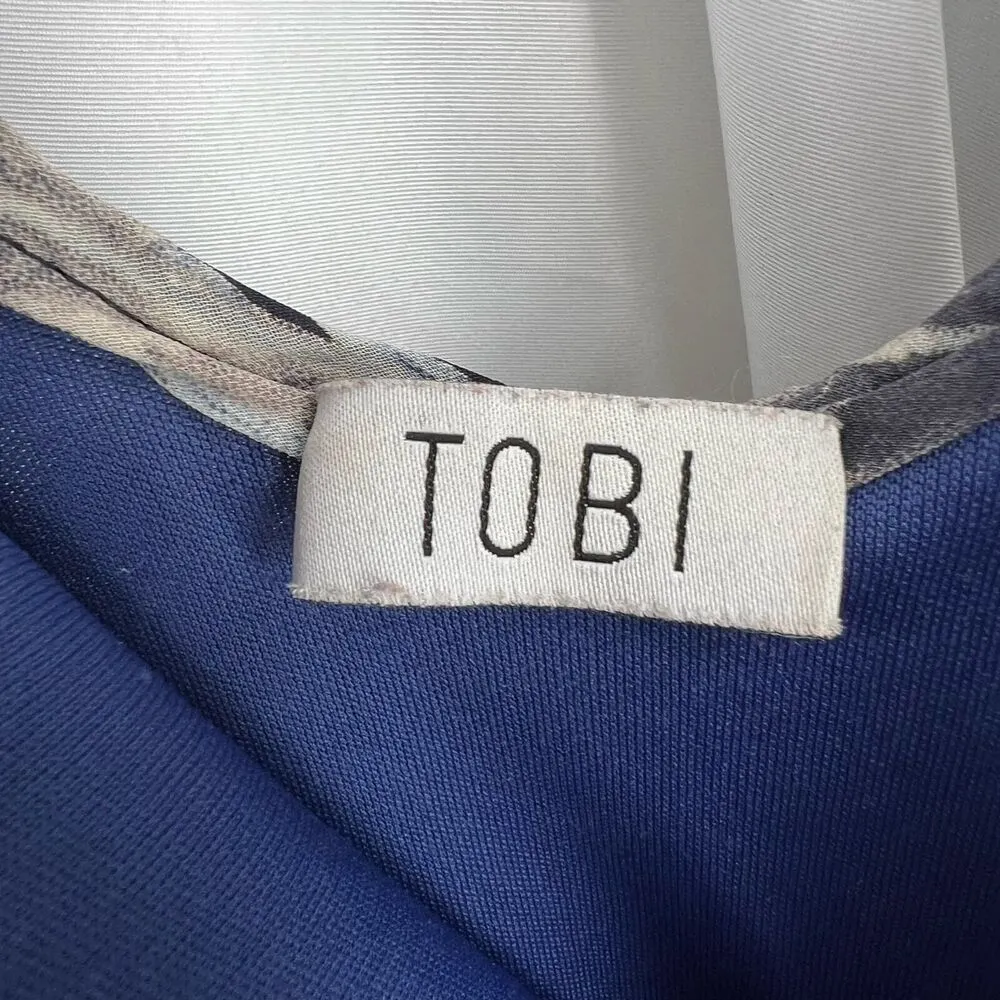 Tobi Blue Tropical Dress Chiffon Size Small - Image 5