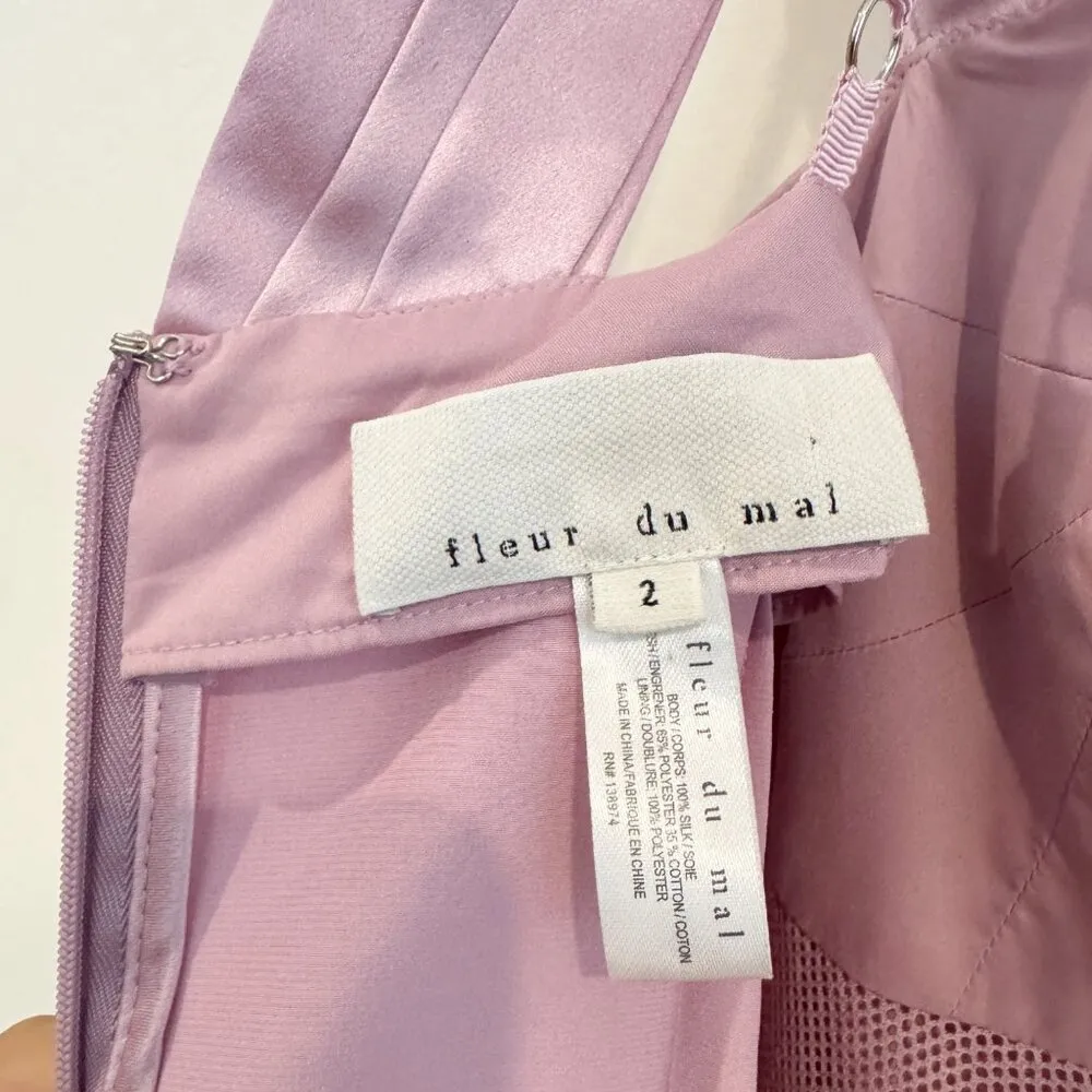 Fleur Du Mal Silk Cocktail Dress in Lavender Party Romantic Fairy Event‎ Size 2 Purple - Image 6