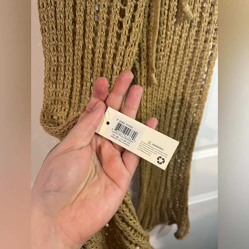 Odiva NWT Crochet Pullover Swimwear Cover Up Pants Size Large in Caramel Brown - Image 16