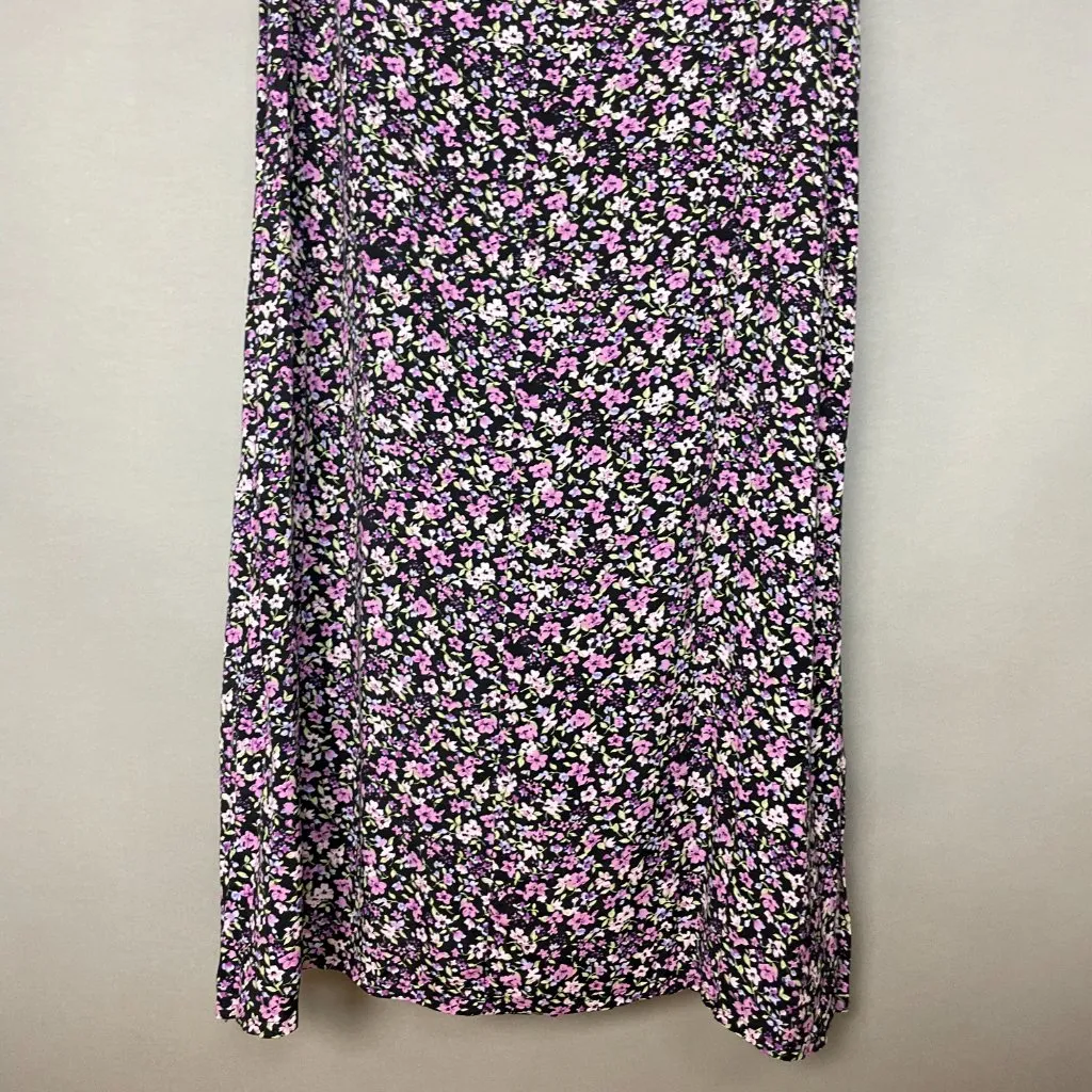 Vintage 90s Floral Dress Deadstock Black Purple Sleeveless Size Large Women Maxi - Image 7