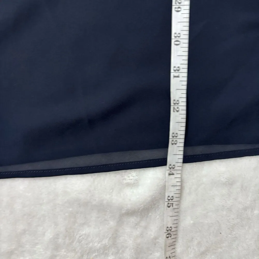 Lafayette 148 New York Dress Womens Size Small Navy Blue Sheer Mini Dress - Image 11