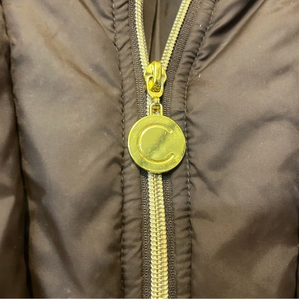 Coogi Puffer Jacket Brown Gold Coat Full Zip & Snap Button Spellout Size Large - Image 6