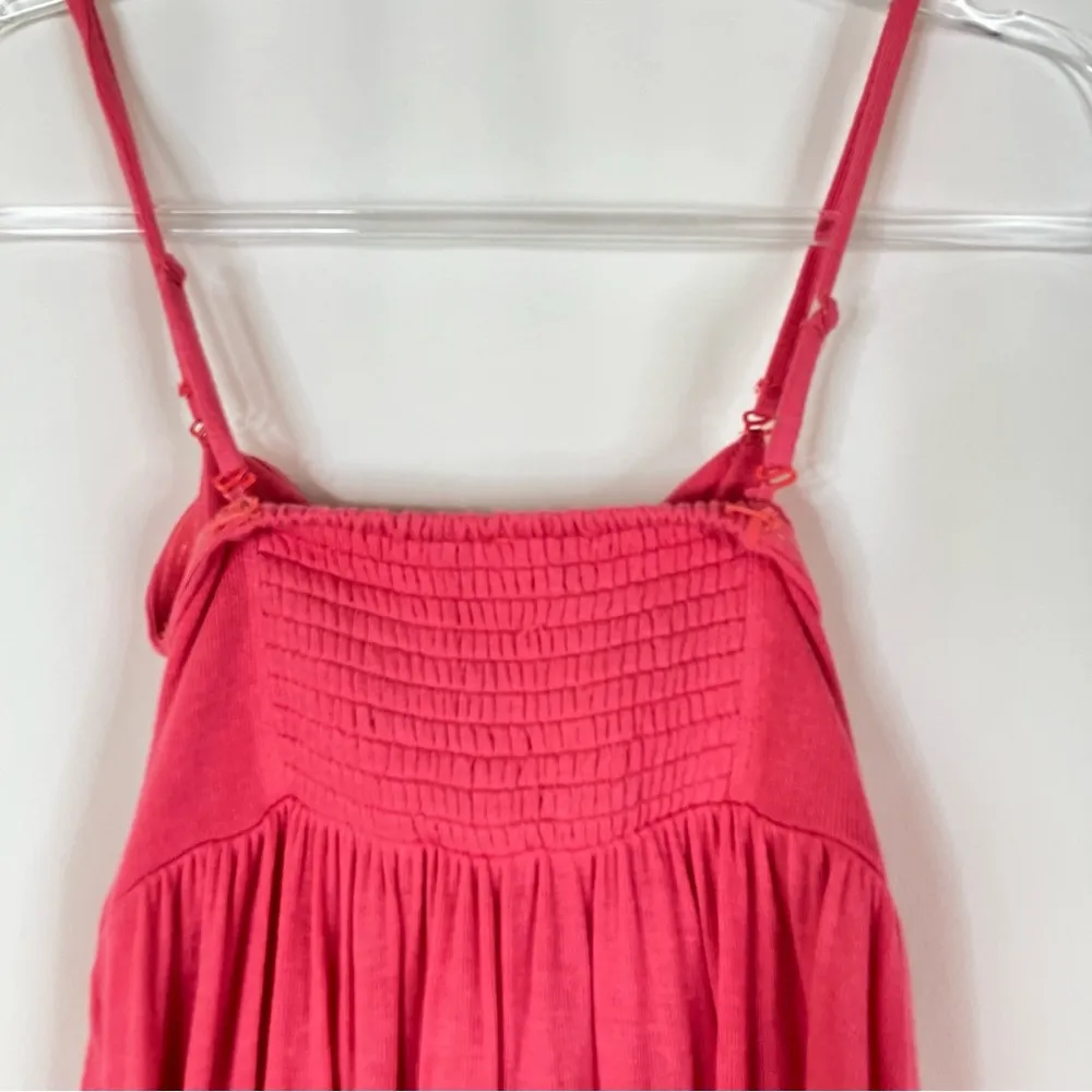 Free People | Dark Coral Pink Smocked LAYER Coverup/Dress Outer Layer XS - Image 7