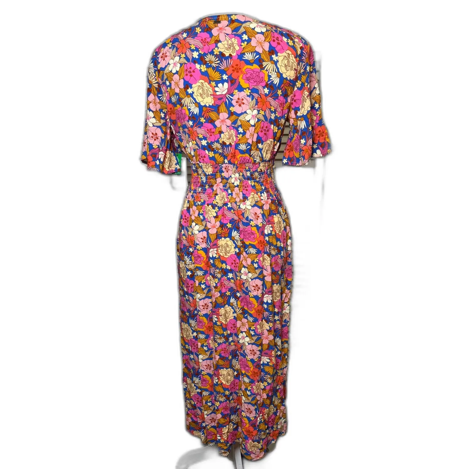 Rip Curl Floral Kamari Smocked Waist Midi Dress New With Tags Size Small Blue - Image 8