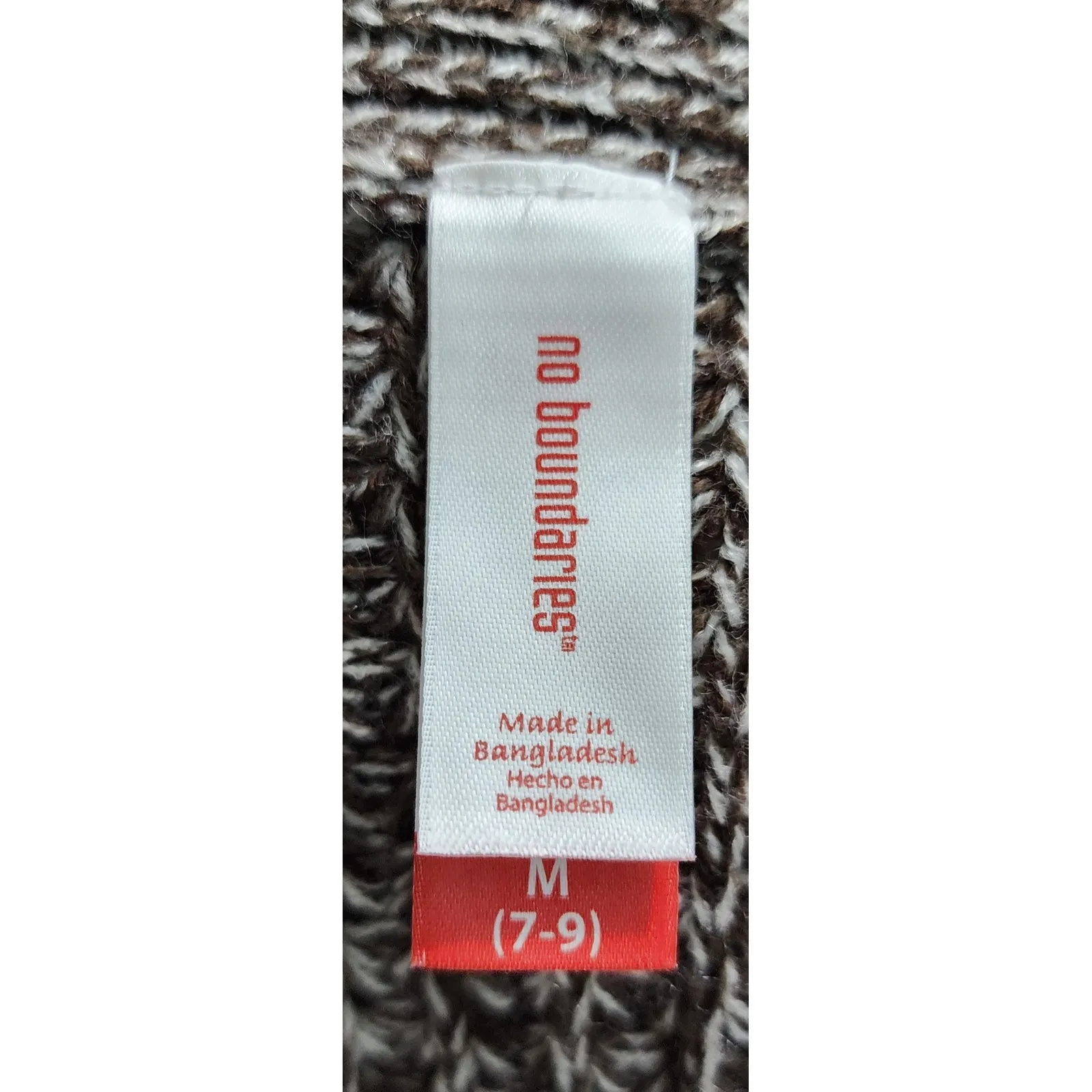 No Boundaries Womens Cardigan Sweater M Brown Marl Textured Knit Shawl Collar - Image 3