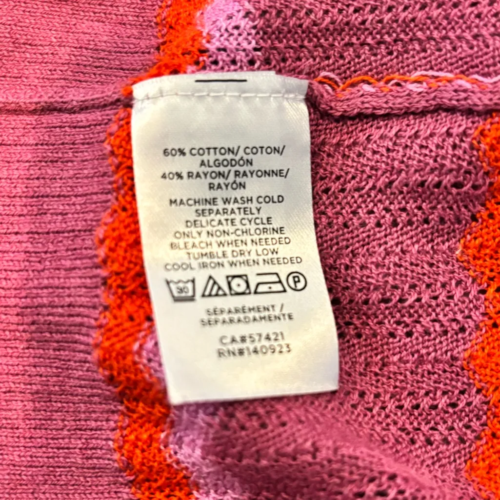 LOFT Pink Red Purple Striped Duster Cardigan Open Front Longline Knit Sweater S - Image 7