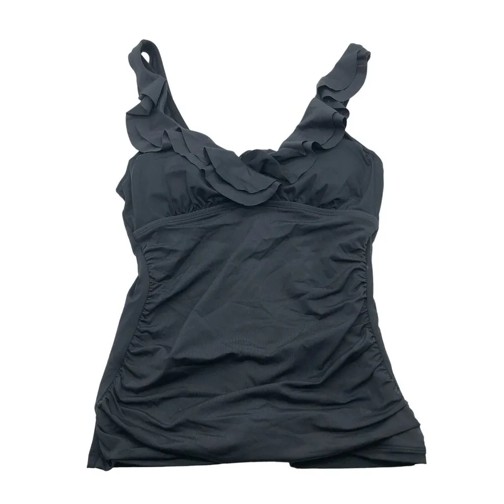 Lauren Ralph Lauren Hidden Underwire Support Ruffle Tankini Swimsuit Black 4 - Image 4
