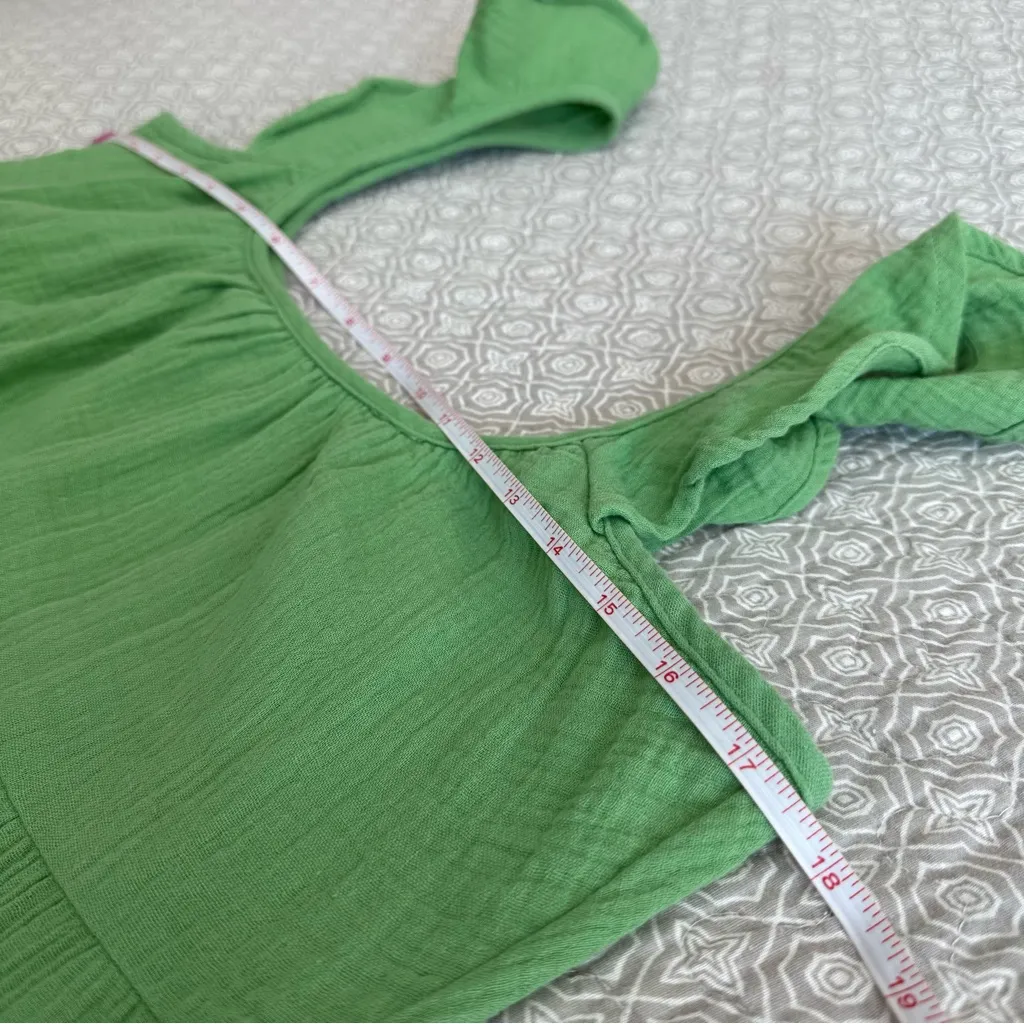 NEW! Marine Layer Jude Flutter Sleeve Cotton Tiered Midi Dress Jade Green Size M - Image 7