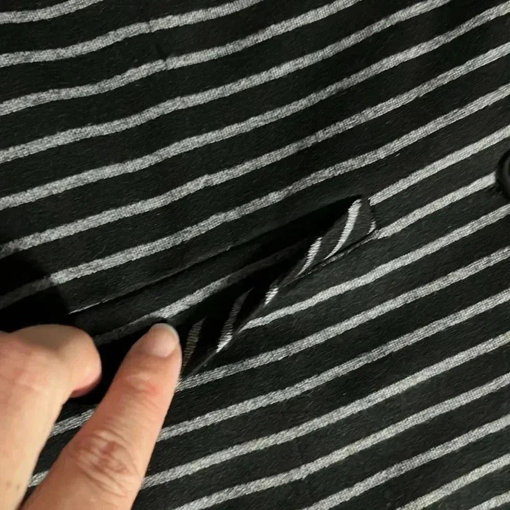 Sandro Studio blazer jacket black striped stretchy buttons petite medium chic Size undefined - Image 5