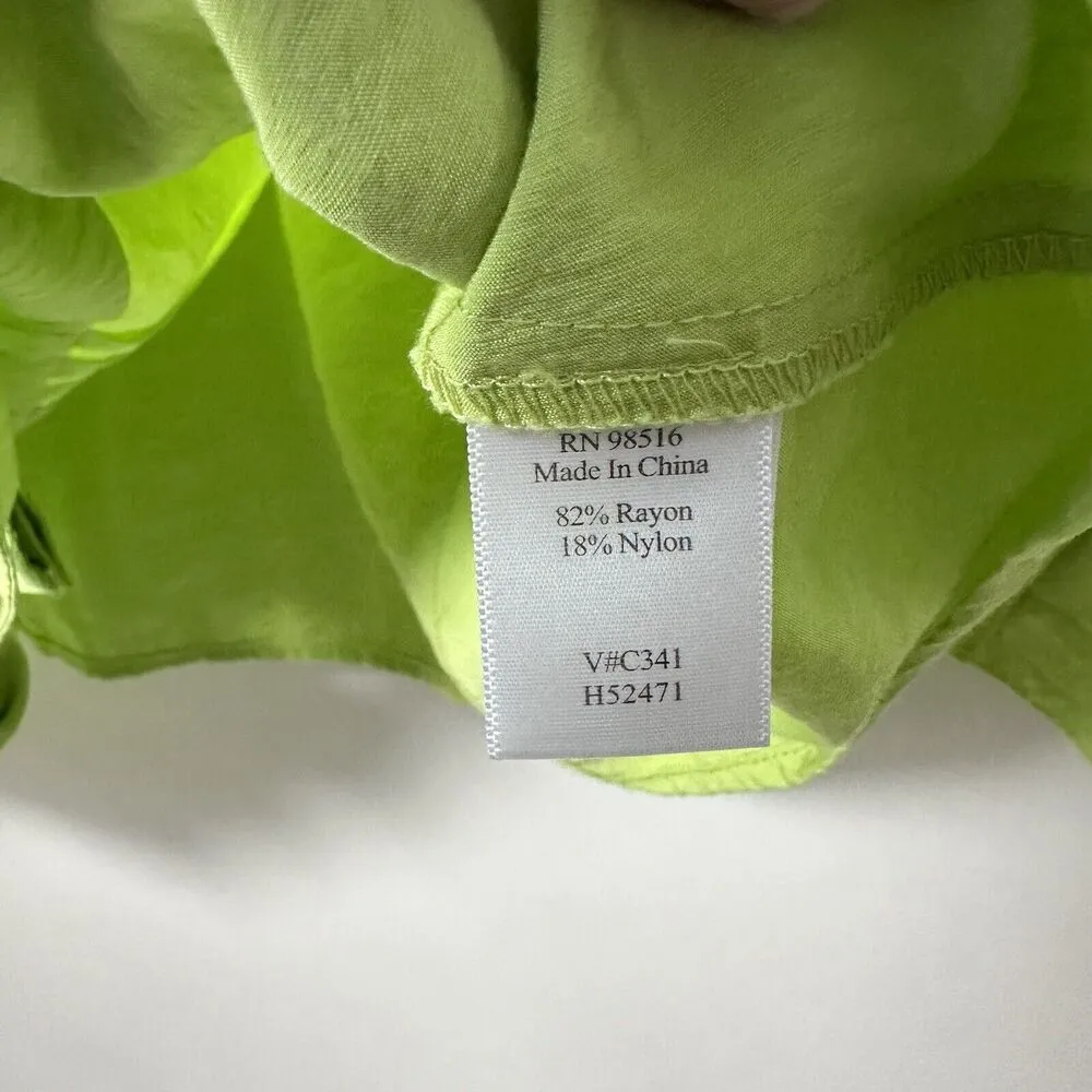 Coldwater Creek Blouse Womens Large Front Tie Button Up 3/4 Sleeve Green Top - Image 4