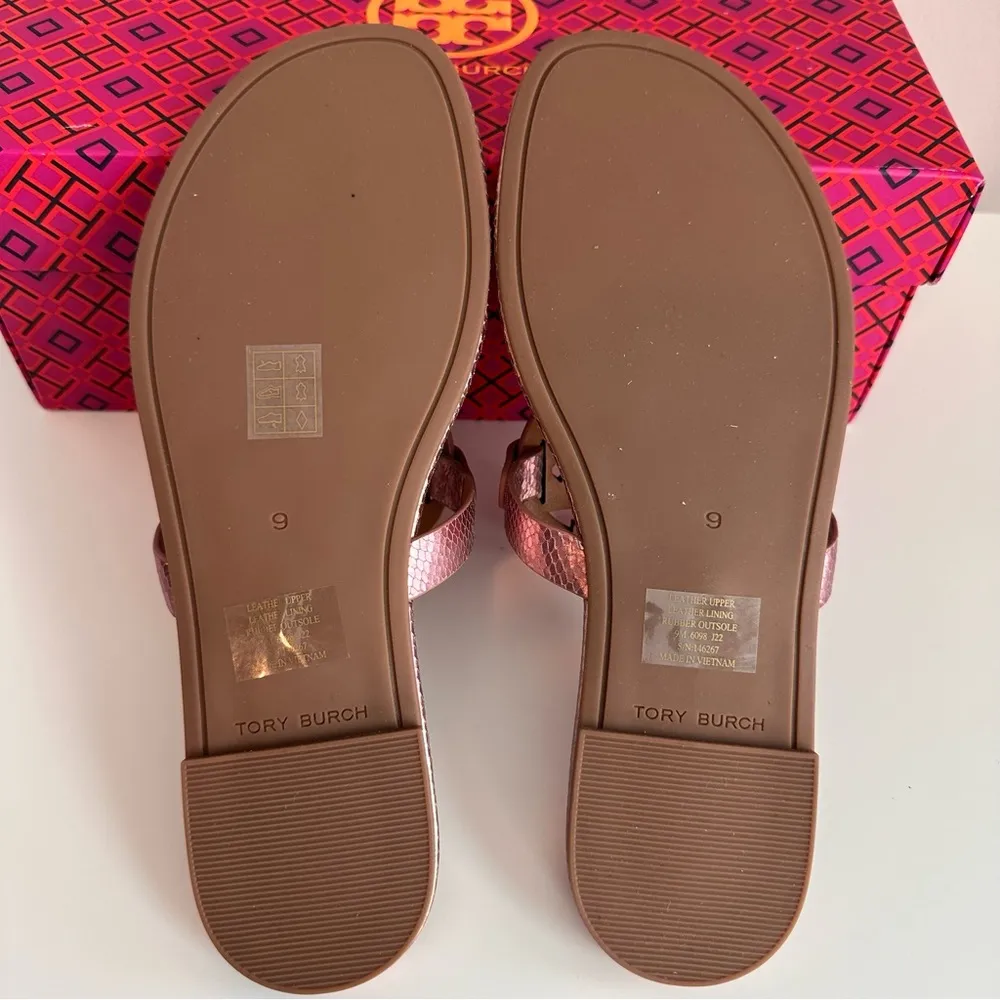 Tory Burch  Miller Snake-Embossed Leather Sandals Size 9 NIB - Image 7