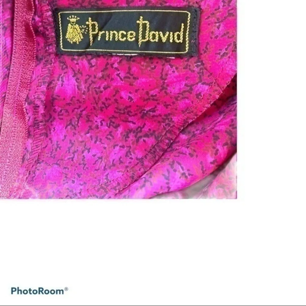 Vintage Prince David Pink Black Print Dress Size 12 - Image 3