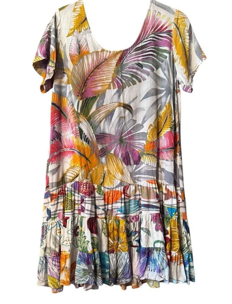 Vintage Jams World Hattie tropical print classic spun rayon dress M - Image 4
