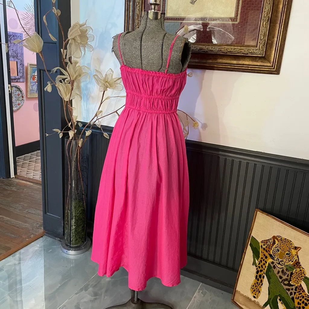 J. Crew Tie Front Voile Organic Cotton Pink Midi Dress - Sz M 🧡🎀 - Image 10