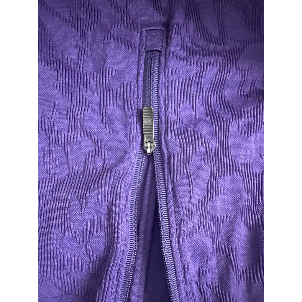 LULULEMON Purple Floral Zip Long Sleeve Shirt Top Sz 8 - Image 6