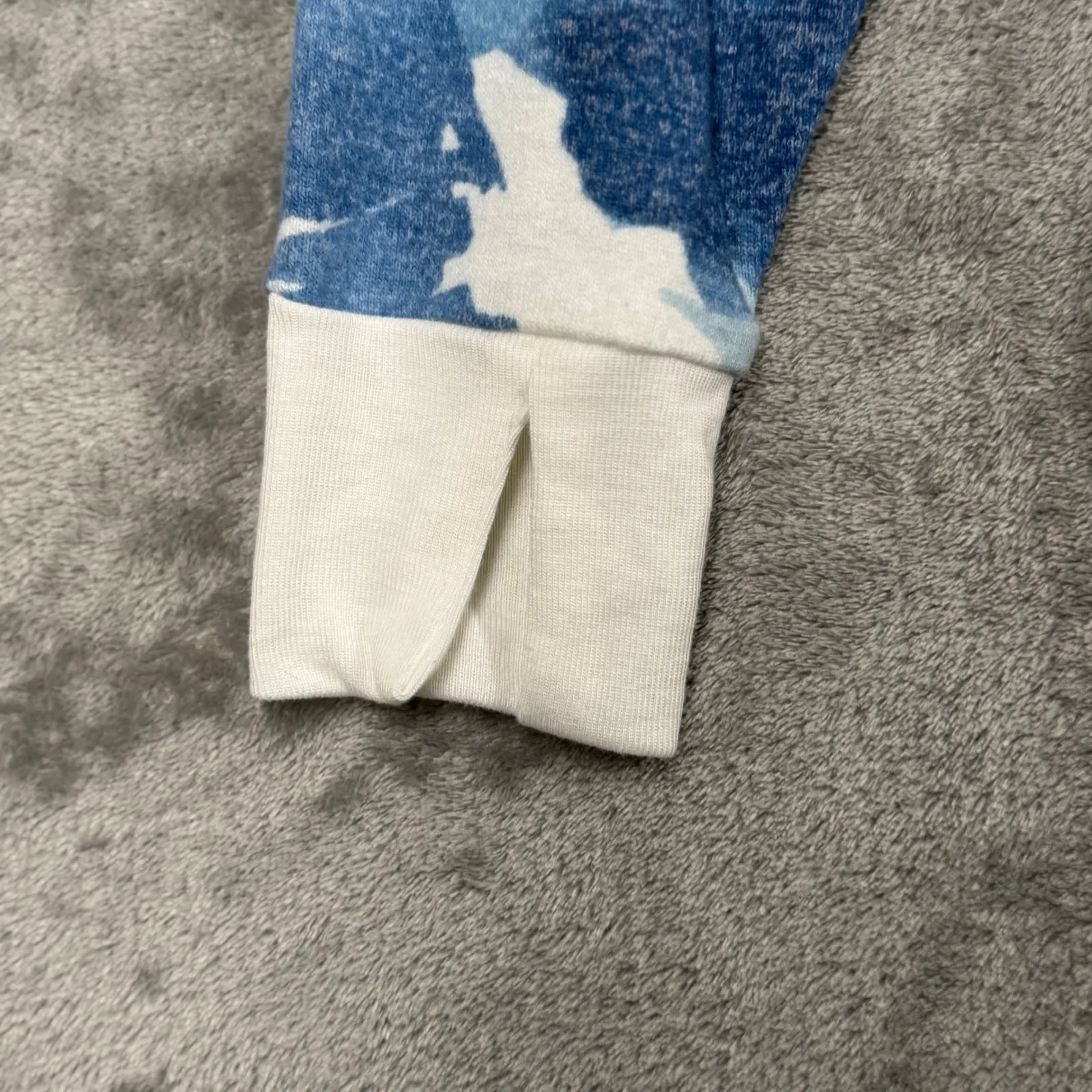 Peace Love World Sweatshirt Blue White Floral Print Pullover Top Comfy Casual S - Image 6