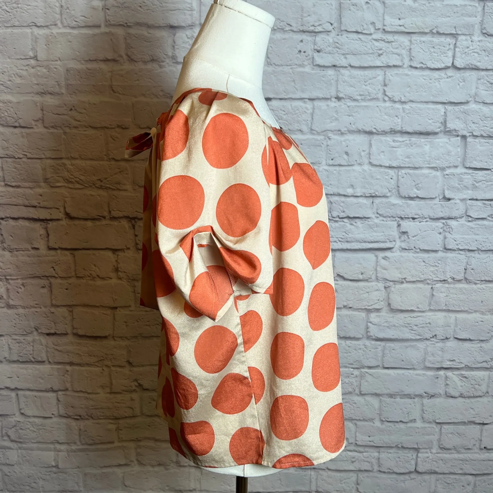 Moon Collection Women's M Cream Orange Polka Dot Blouse Retrocore Chiccore - Image 2