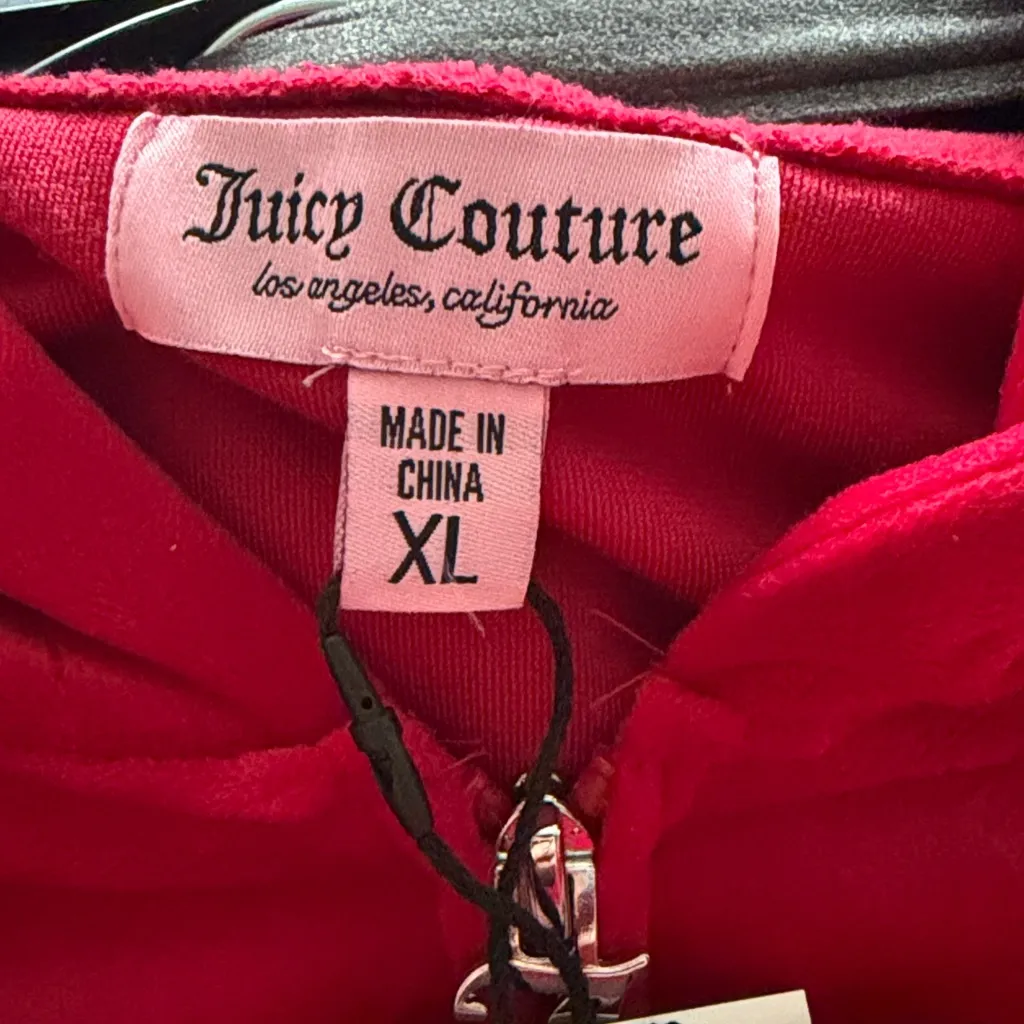 NWT Juicy couture coco red velour tracksuit bling logo size XL - Image 7