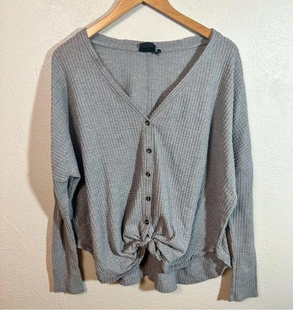 Urban Outfitters Out from Under Jojo Oversized Gray Button Up Thermal - Image 7