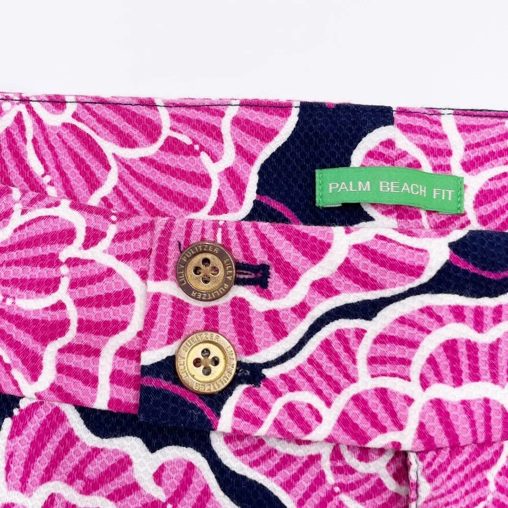 Lilly Pulitzer Palm Beach Fit Cropped Pants Navy Blue Pink Floral Women's Size 2 - Image 5