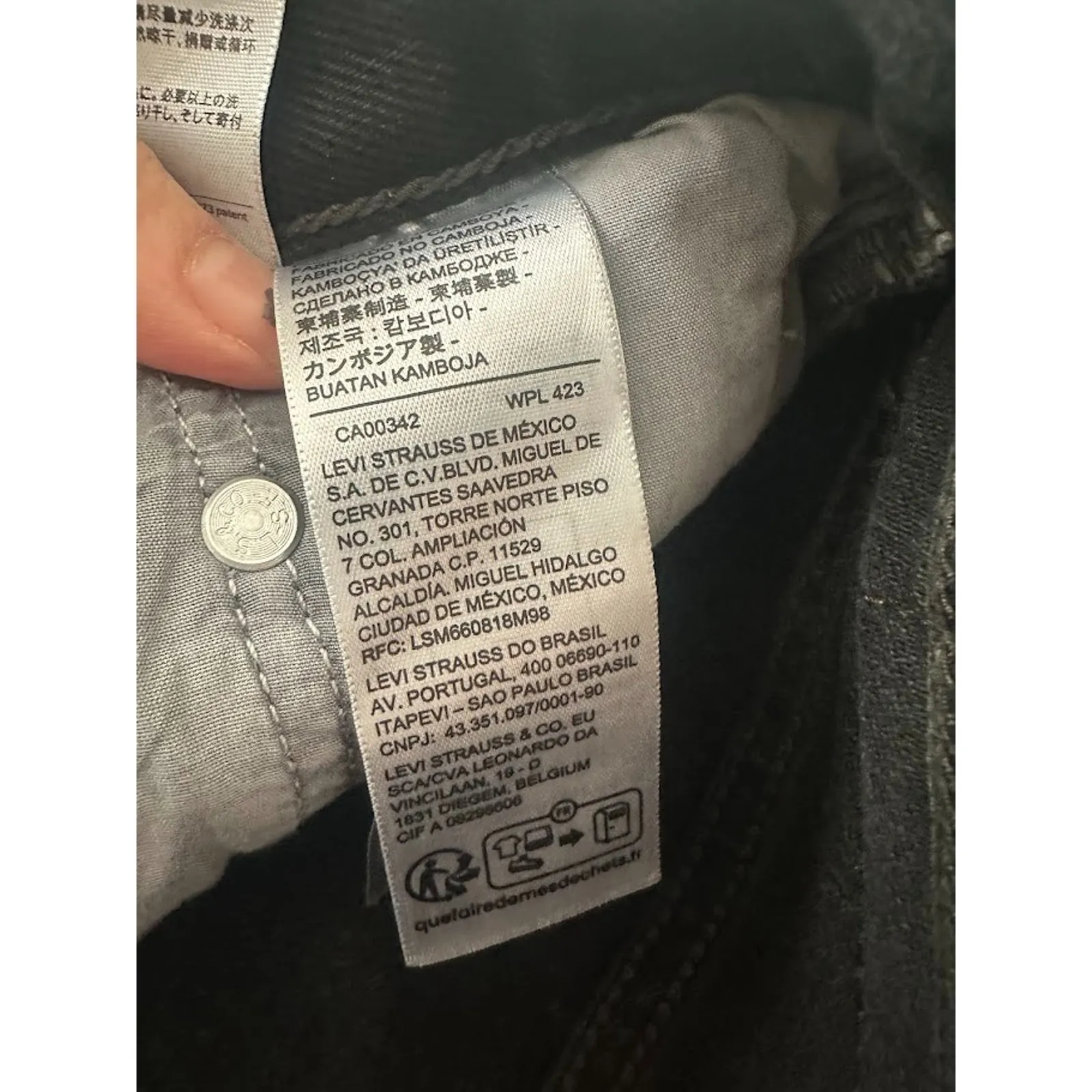 Levis Women Ribcage Straight Ankle Premium Jeans Button Fly Black Distress 27x27 - Image 11