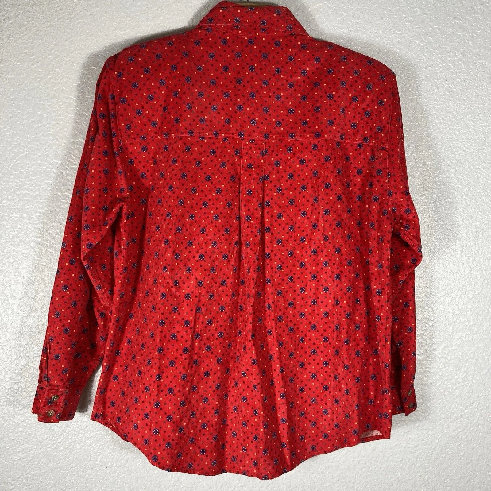 Vintage Red Corduroy Button Front Shirt Womens S Cotton Country Cottage Prairie - Image 5