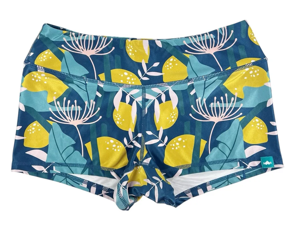 Wodbottom Blue Yellow Lemon Print Shorts 2.5” CrossFit Workout Size Medium - Image 1