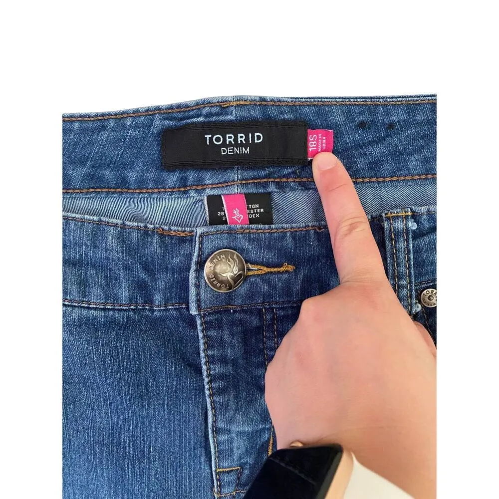 Blue High Waisted Torrid Skinny Denim Jeans - Size 18S - Image 2