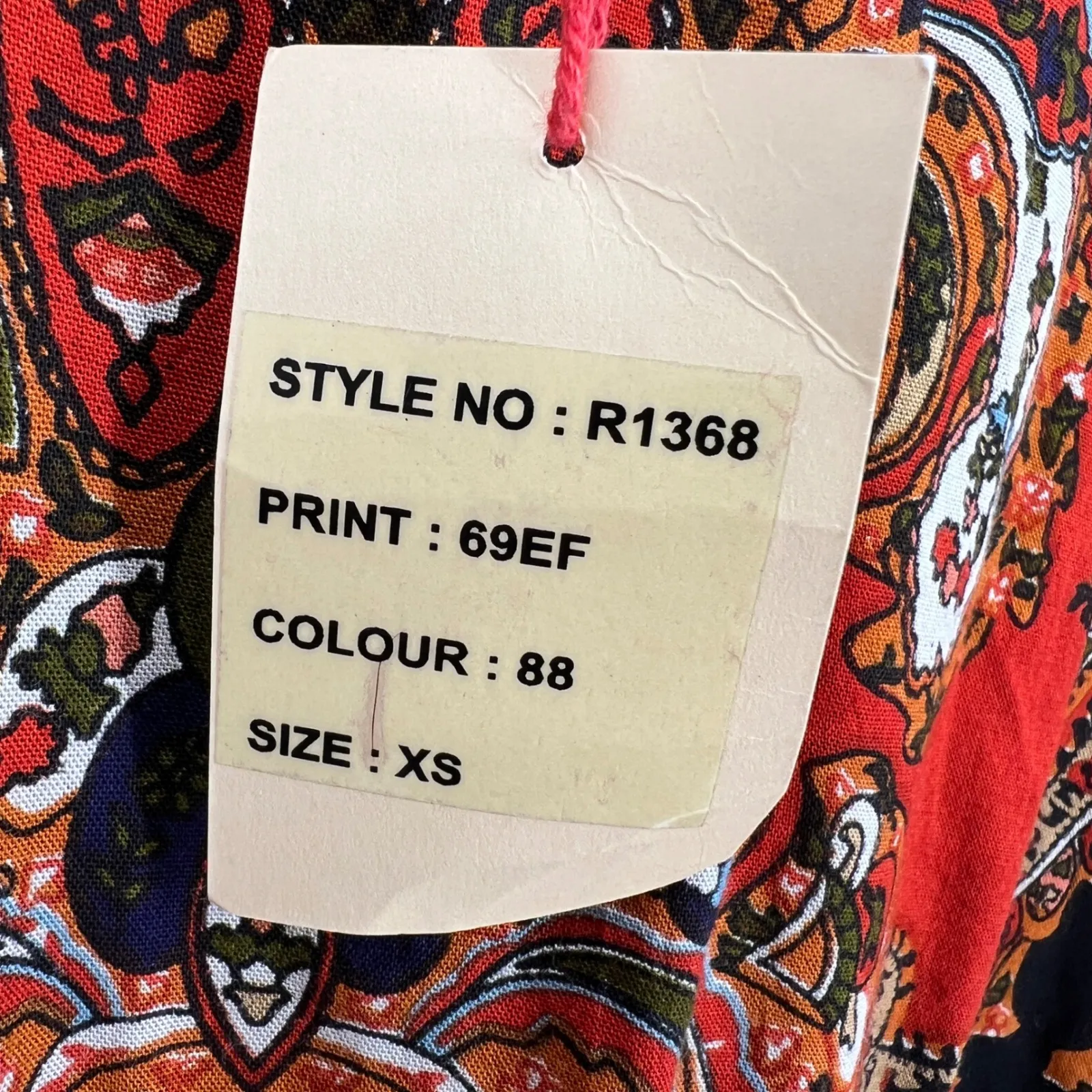 Raga Boho Paisley Mini Dress Black Red Low Back Flutter Sleeve XS New - Image 7