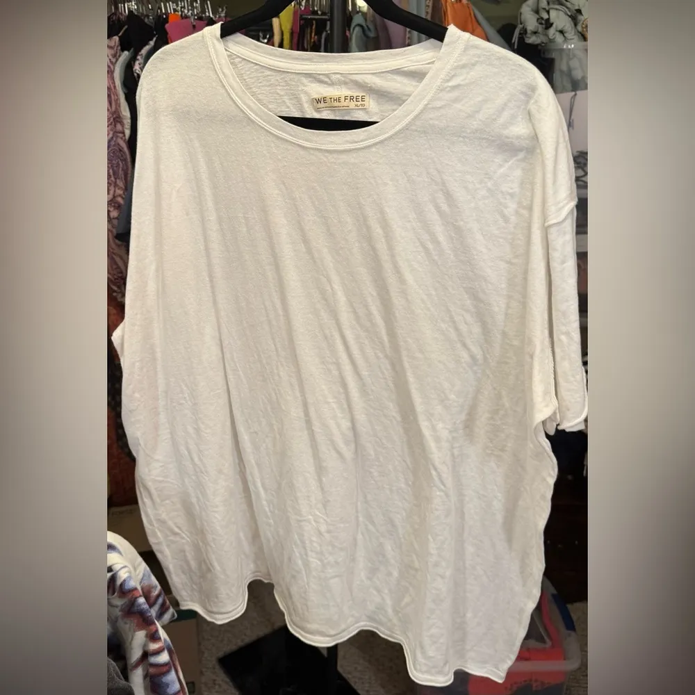 NWOT Free People We the Free Nina Tee - ivory - XL - Image 5