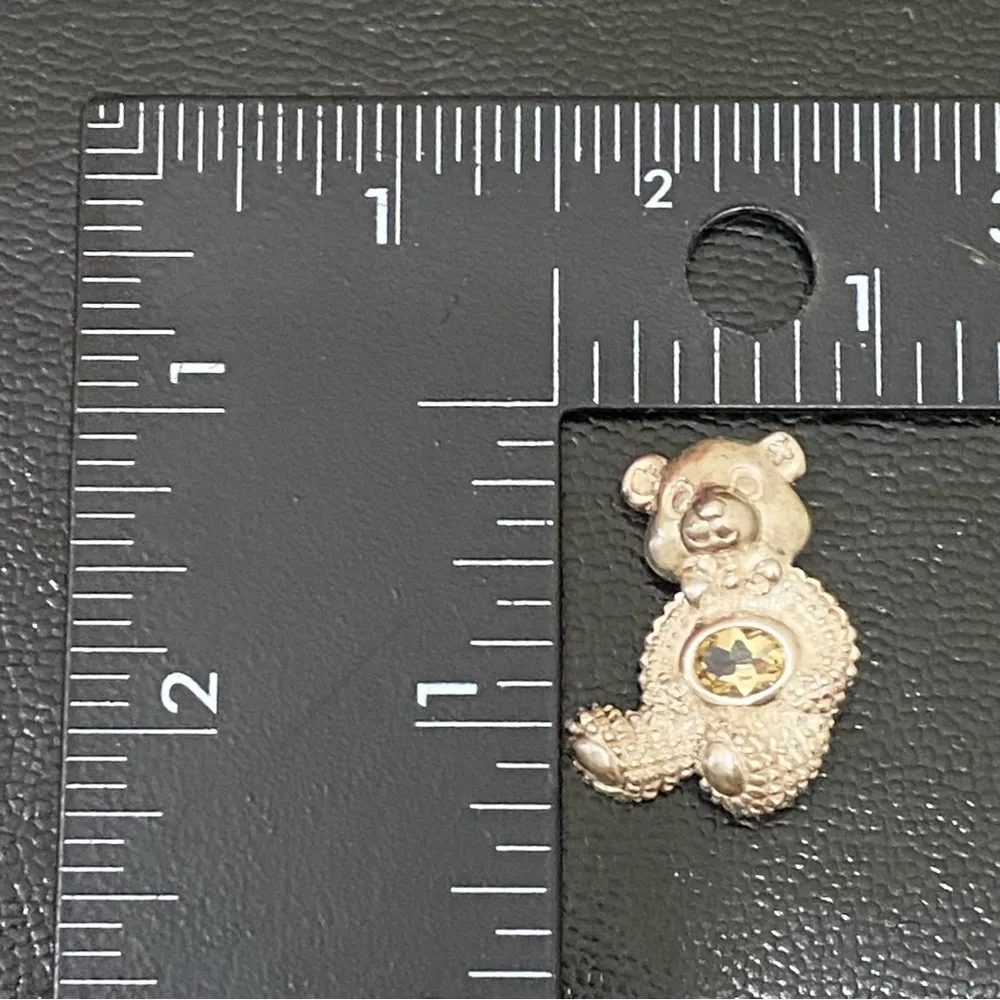 Vintage CID 925 Sterling Signed Citrine Birthstone Bear Pendant Brooch 7.3g - Image 14