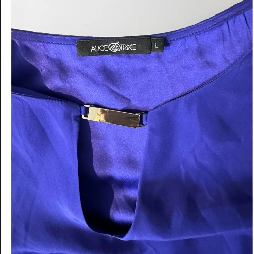 Alice‎ Trixie Silk Shift Dress Midi Long Sleeve Work Casual Size Large - Image 4