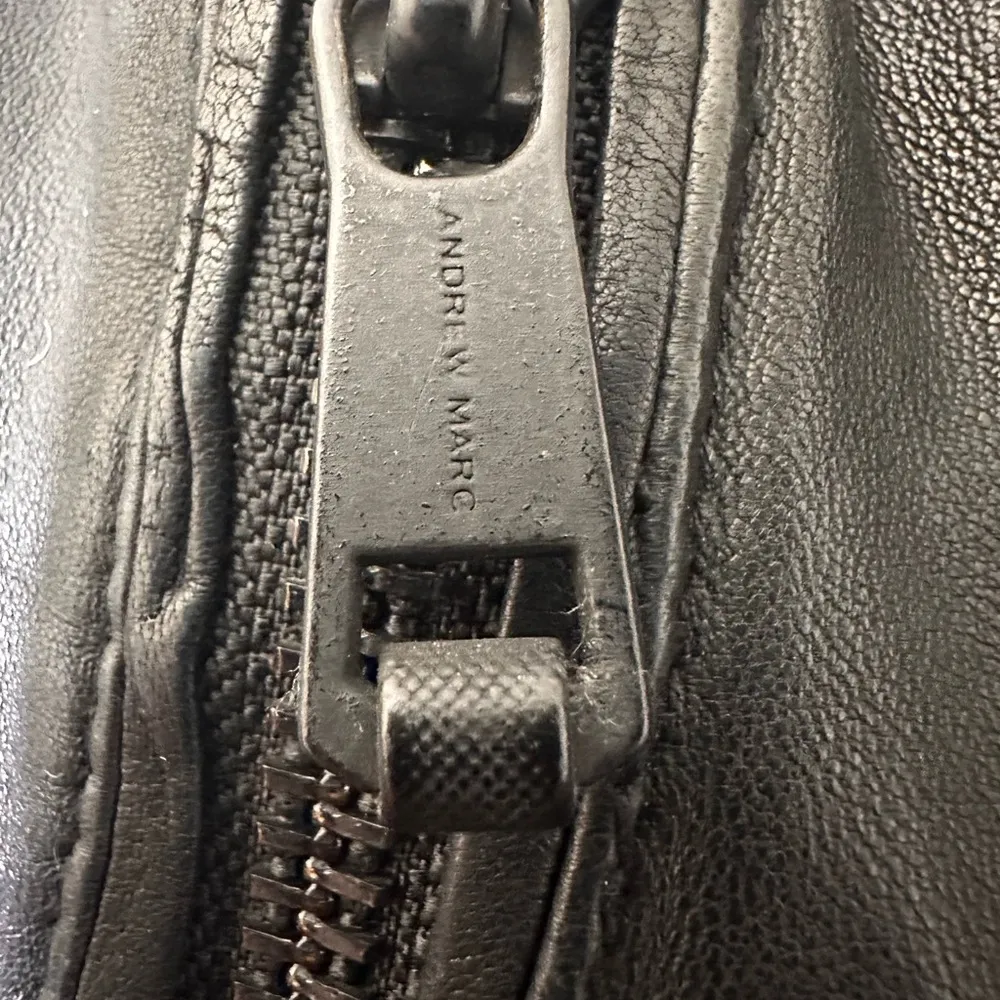 Andrew Marc Lamb skin Leather butterfly lining moto jacket black size XS - Image 11