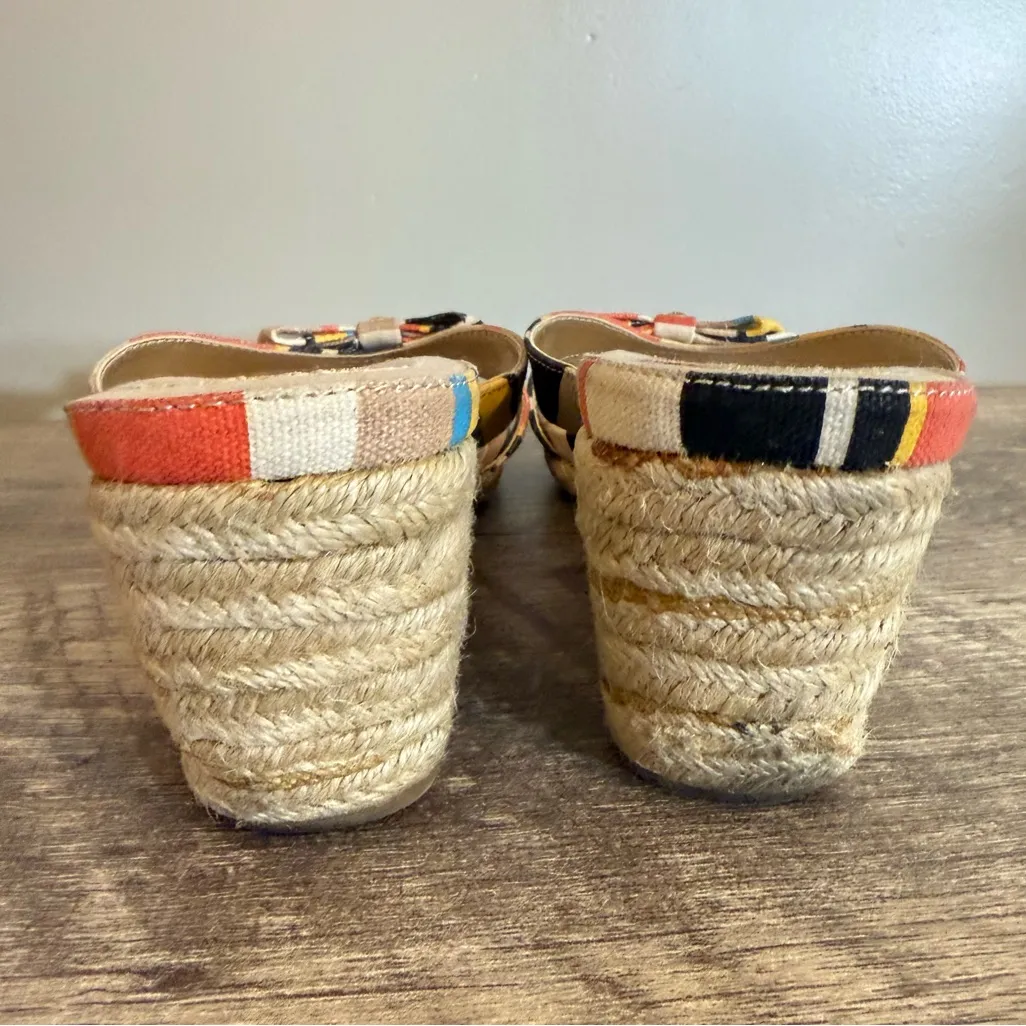 Anne Klein Wedge Espadrille Thong Sandals Women’s Size 8.5 Colorful Canvas Bows - Image 9