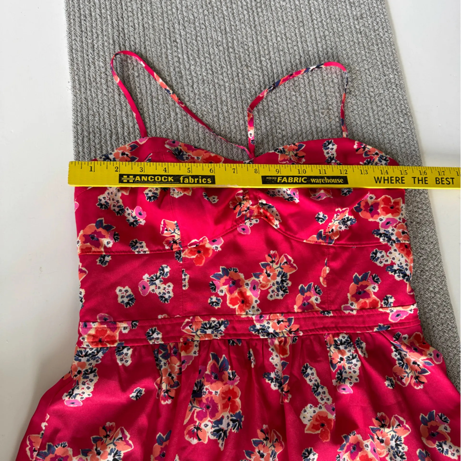 American Eagle Outfitters Red Floral Cross Tie Back Mini Dress w Pockets Sz 8 - Image 10