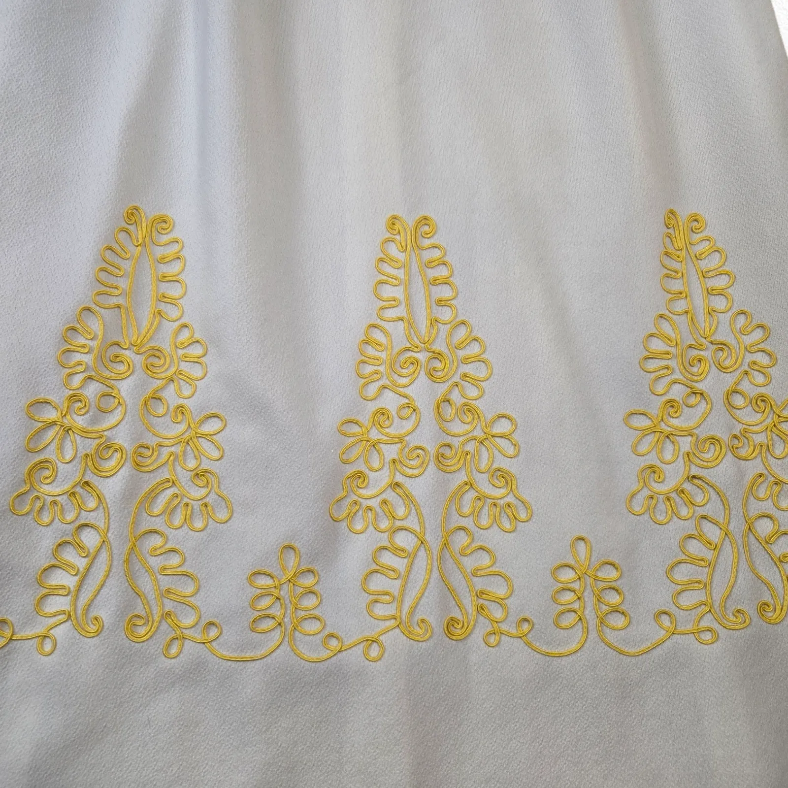 Vintage 1960s Edith Flagg Yellow Crimplene Maxi Dress Embroidered Vintage Size 8 - Image 6
