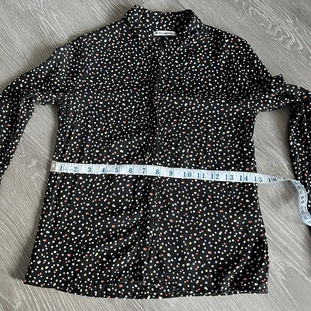 Reformation Womens Small Colorful Polka Dot Button Down Long Sleeve Shirt - Image 6
