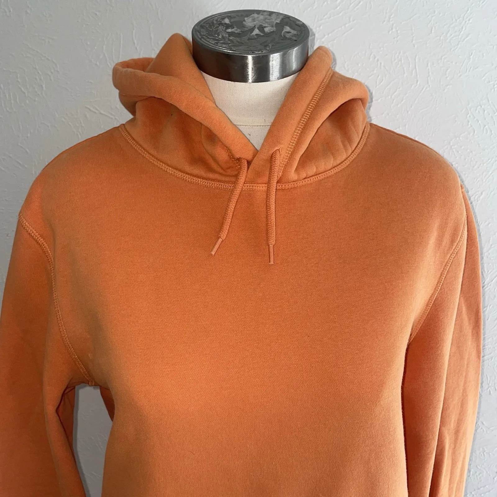 H&M‎ Orange Hoodie Women's XS Relaxed Fit Pullover Sweatshirt Kangaroo Pocket - Image 5