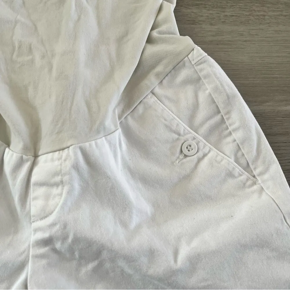 Motherhood Maternity White Secret Fit Belly Over Belly 8” Chino Shorts Small - Image 3
