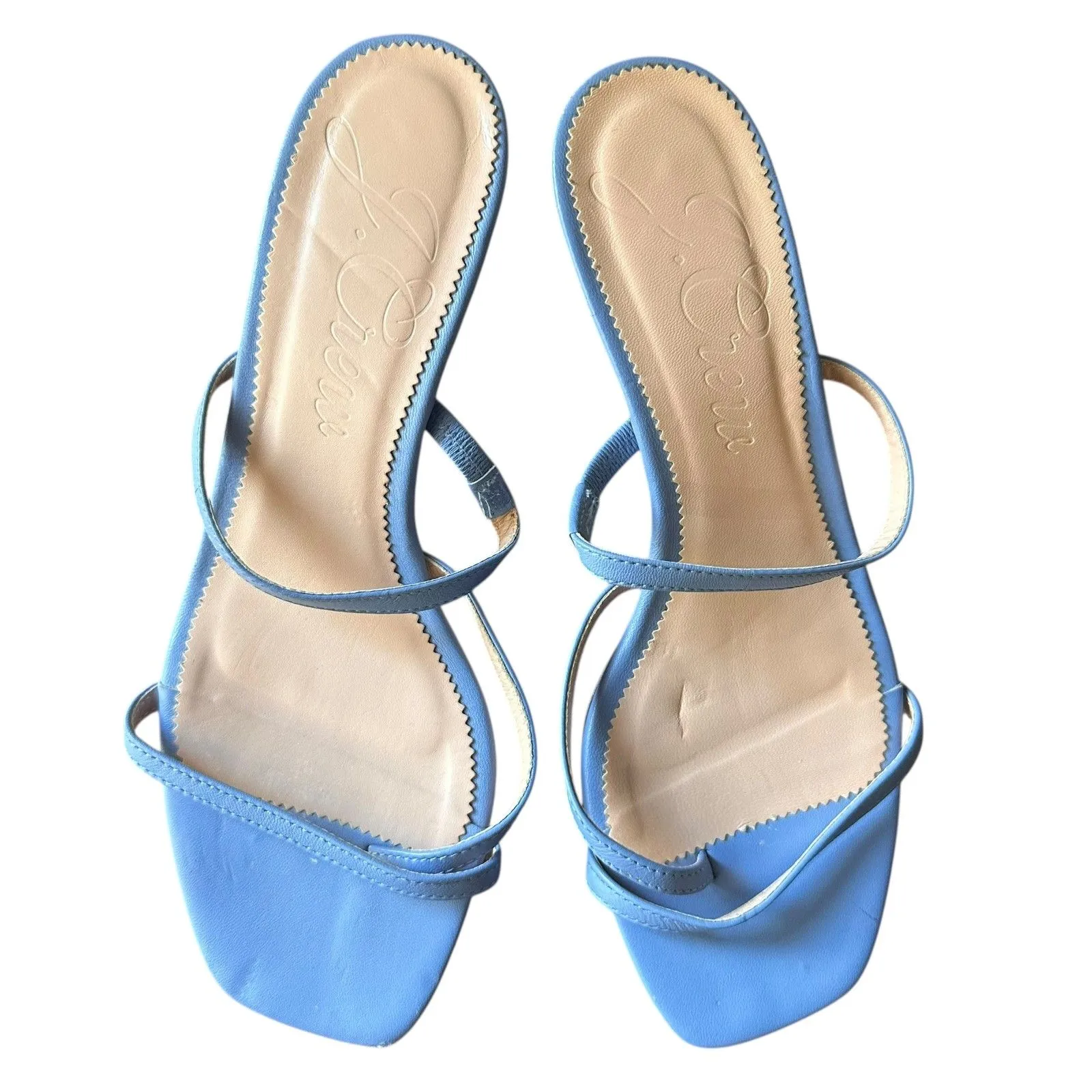 JCREW Leather Strap Sandal Hydrangea Blue Sz 8.5 - Image 2