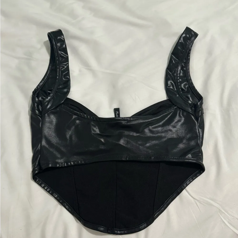 ASYOU Wet Look Corset Top in Black Size 4 - Image 4